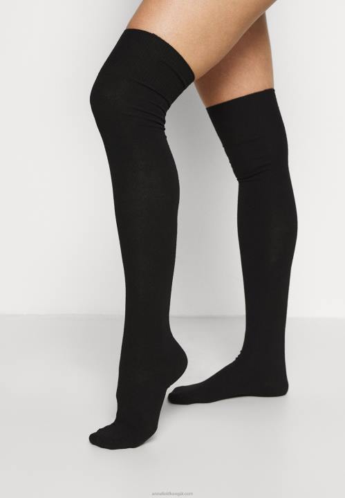 naiset 2 kpl mustia polven yli ulottuvia sukkia Anna Field V2HT1159