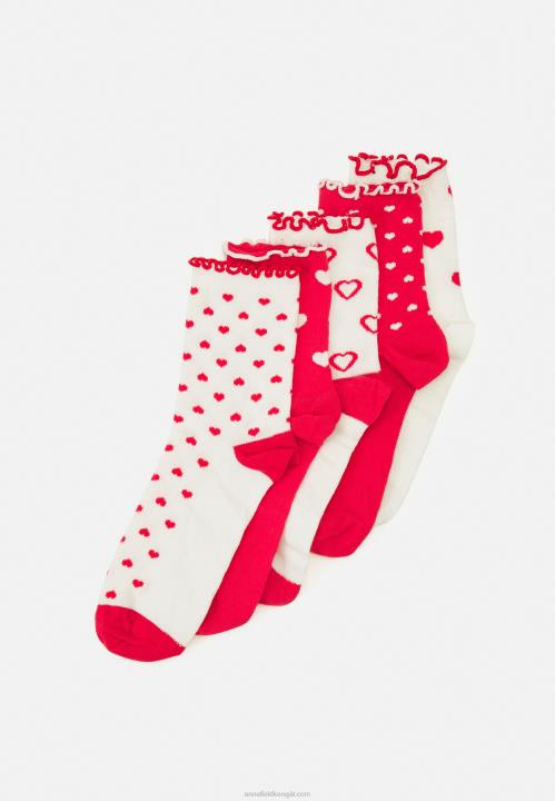 naiset 5 kpl valkoisia/punaisia ​​sukkia Anna Field V2HT1130