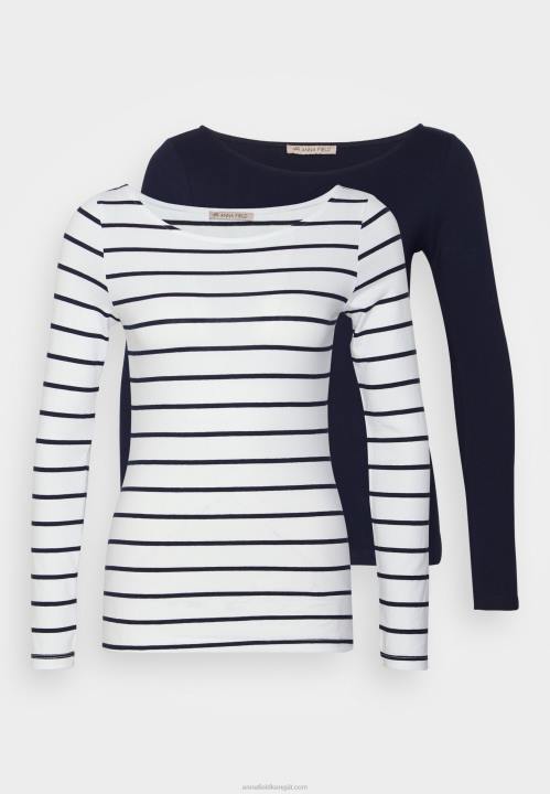 naiset 2 kpl pitkähihainen toppi valkoinen/laivasto Anna Field V2HT587