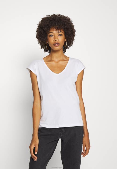 naiset basic v kaula drop shoulder 2 pack basic t-paita musta/valkoinen Anna Field V2HT261